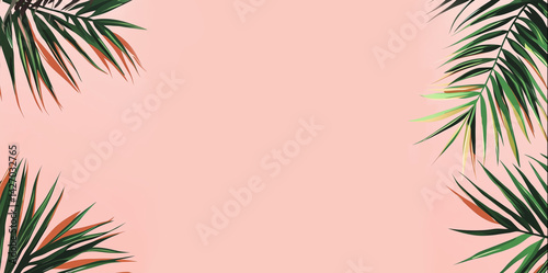 Summer sale banner. Palm leaves tropical wallpaper