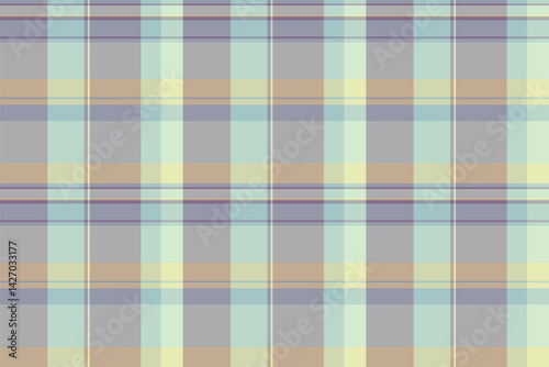 Festive pattern background texture, daisy tartan fabric check. Scenery textile seamless plaid vector in pastel and light colors.
