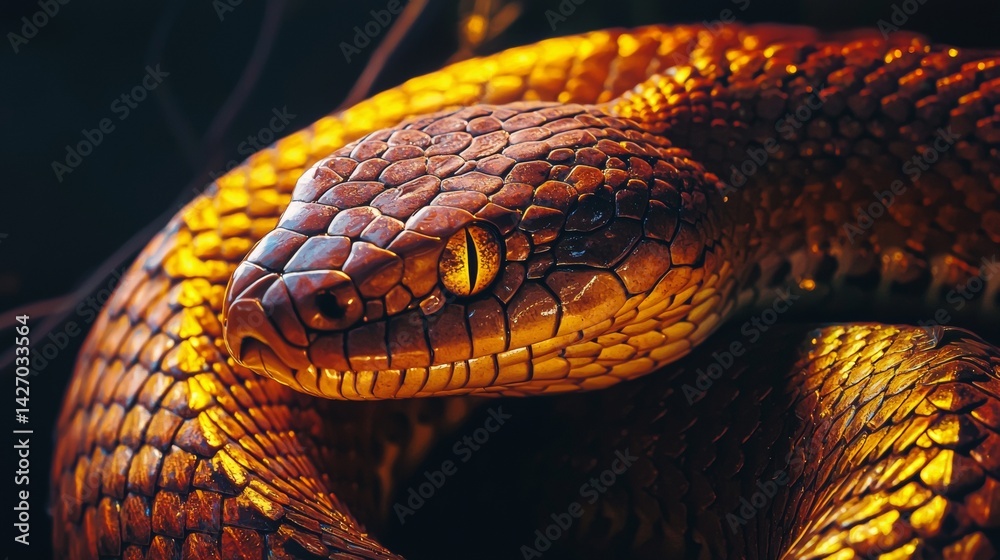 Fototapeta premium Close-Up of Coiled Red Snake
