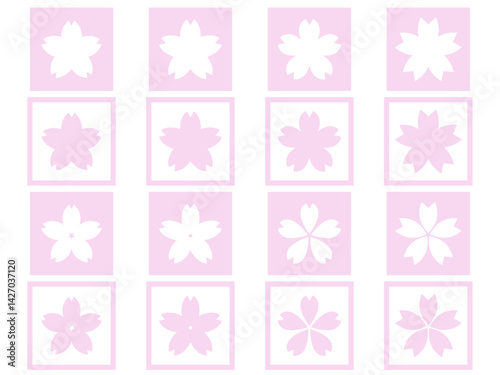 桜の花正方形アイコンセット