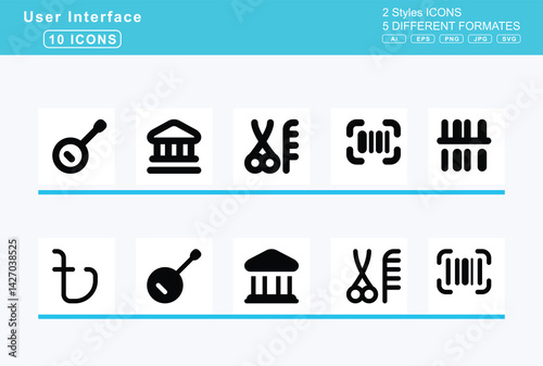 Set of 5 solid user interface icons,ban, bug, band, aid, bangladeshi, taka, sign, banjo