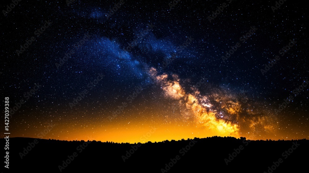 Fototapeta premium Milky Way galaxy over horizon