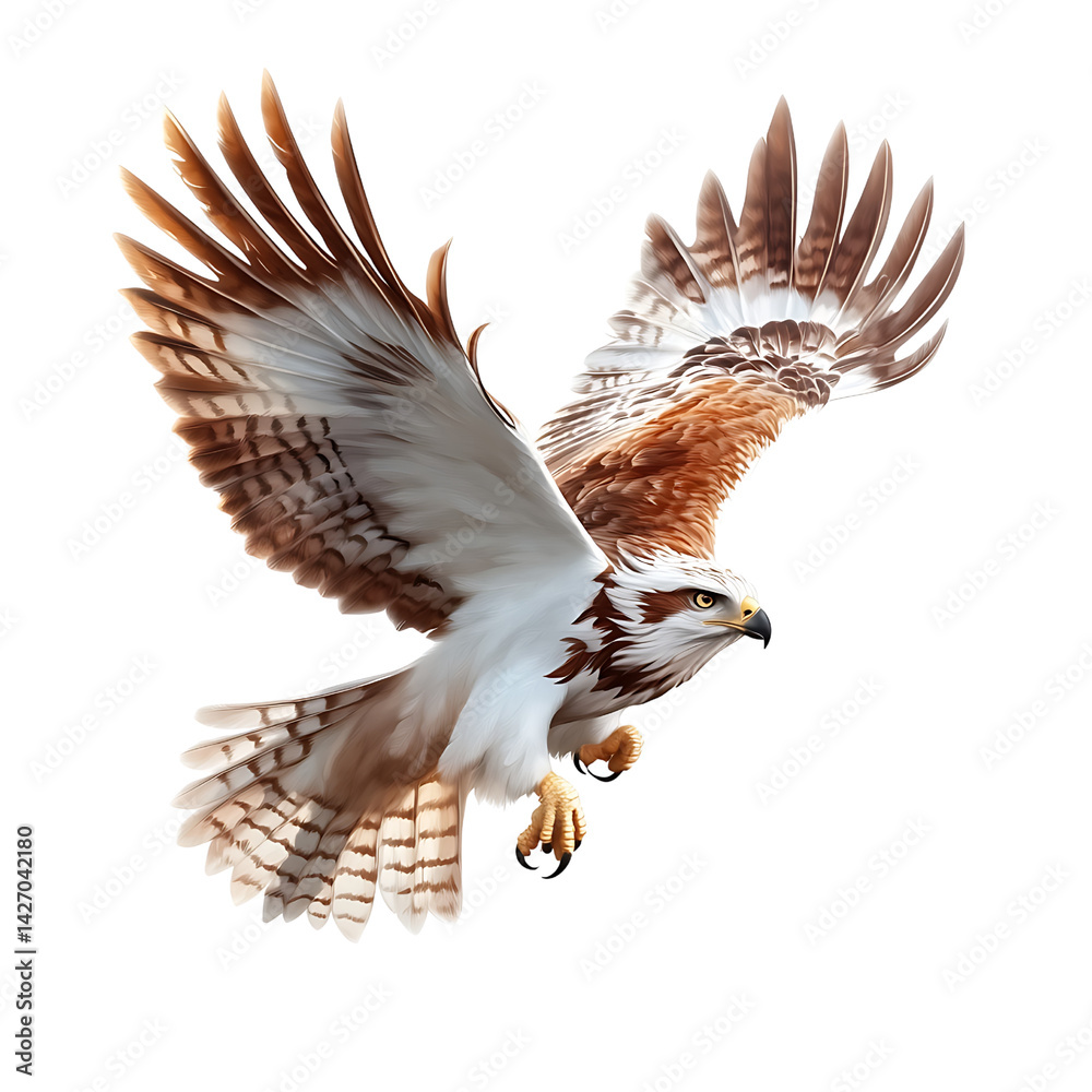 Fototapeta premium Majestic Hawk in Flight Capturing Grace and Power of Nature’s Winged Hunters
