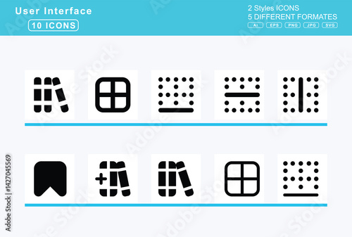 Set of 5 solid user interface icons,book, section, books, medical, spells, tanakh, user