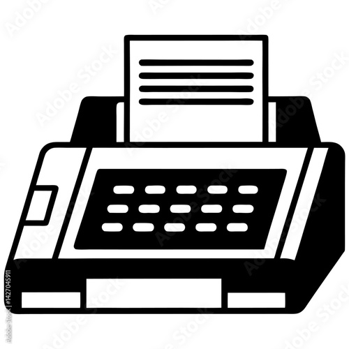 Vector illustration of an old retro typewriter, a vintage writing machine with a keyboard for typing letters