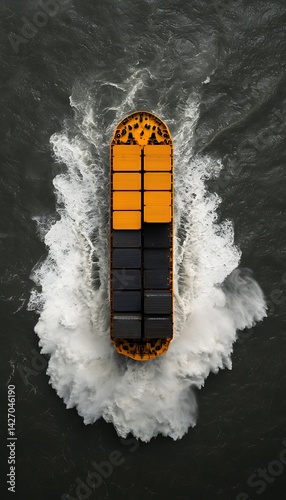 Cargo Ship in Waterway