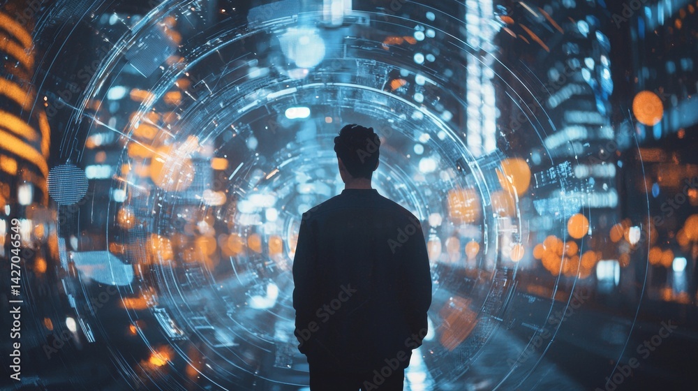 Futuristic Man in Digital World Futuristic Man in Digital World