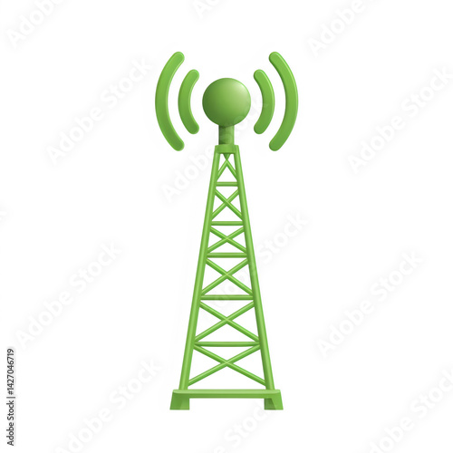Green signal tower icon on transparent background