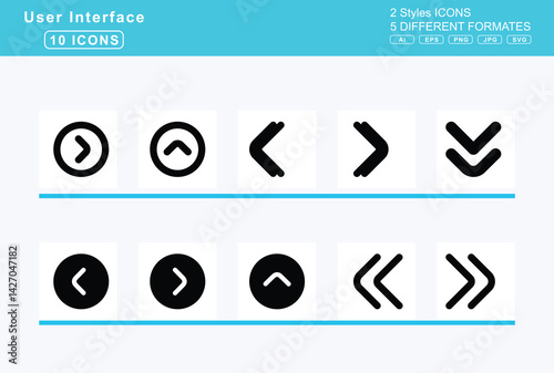 Set of 5 solid user interface icons,anchor, angel, angle, circle, down, left, right