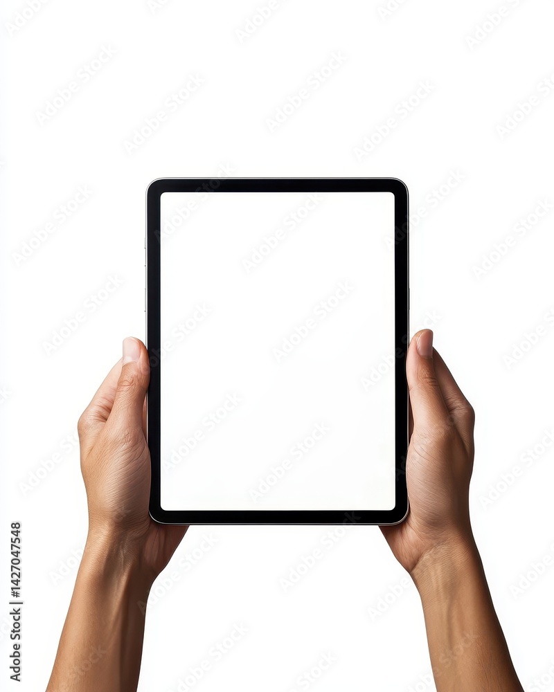 Tablet held in hands, blank screen (1) Tablet held in hands, blank screen (1)