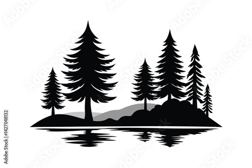 set of fir trees