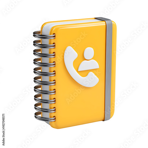 Yellow phonebook contacts on transparent background