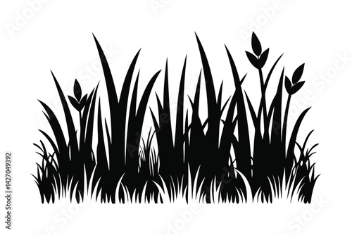 grass silhouette isolated on white