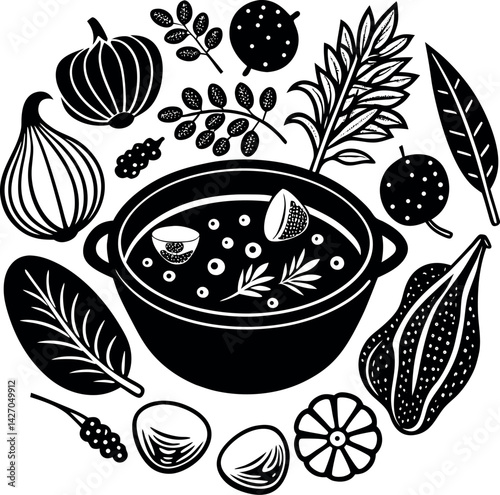 Colorful Organic Soup Ingredients