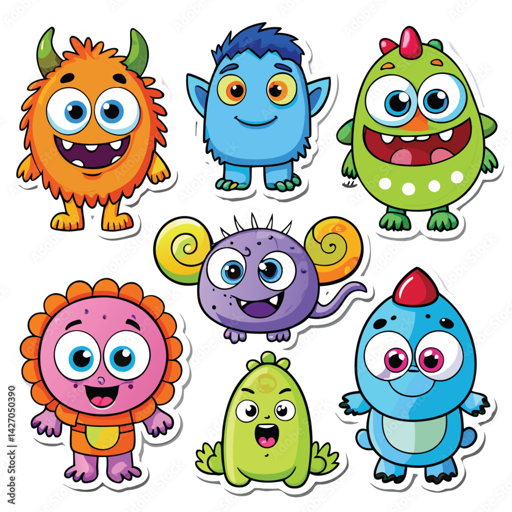 Fototapeta premium Cute Cartoon Monsters Collection