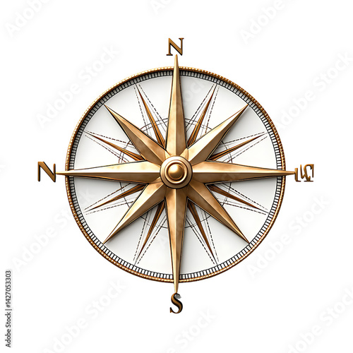 Ornate Vintage Compass Rose Design with Cardinal Directions and Intricate Details