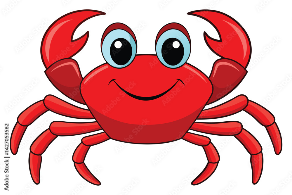 Fototapeta premium vector illustration of a red cartoon crab.