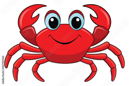  vector illustration of a red cartoon crab.