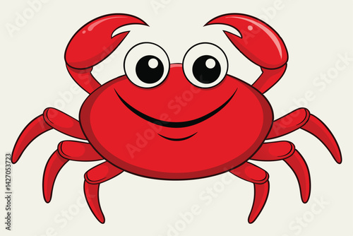  vector illustration of a red cartoon crab.