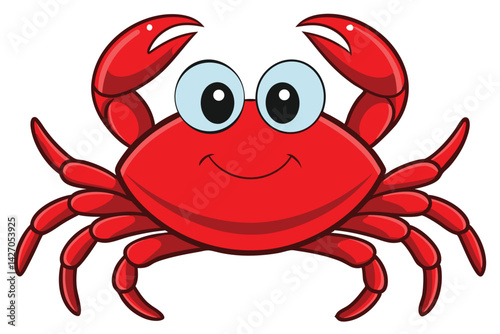  vector illustration of a red cartoon crab.