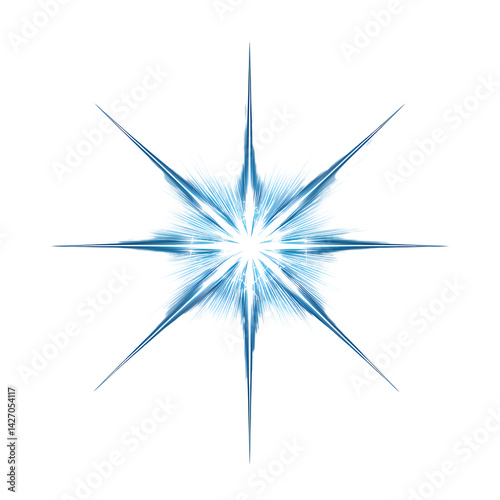 Bright Blue Starburst Design with Sharp Edges and Radiating Lines for Creative Projects