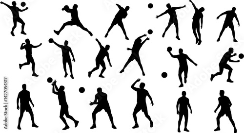 Set of silhouettes of volleyball sport vector design