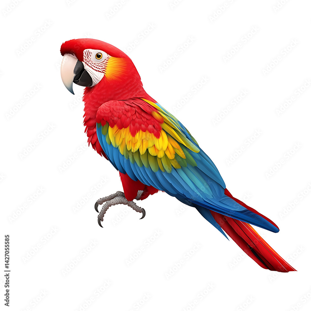Fototapeta premium Colorful Parrot with Vibrant Feathers Perched Confidently on Branch