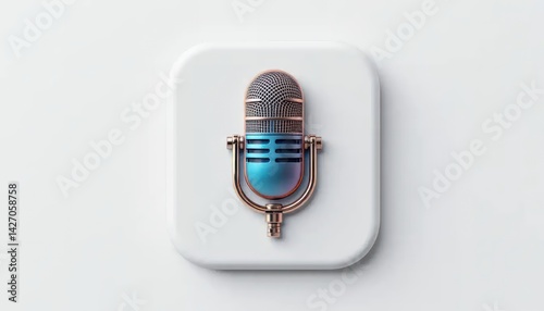 Elegant Teal Retro Microphone App Icon Design