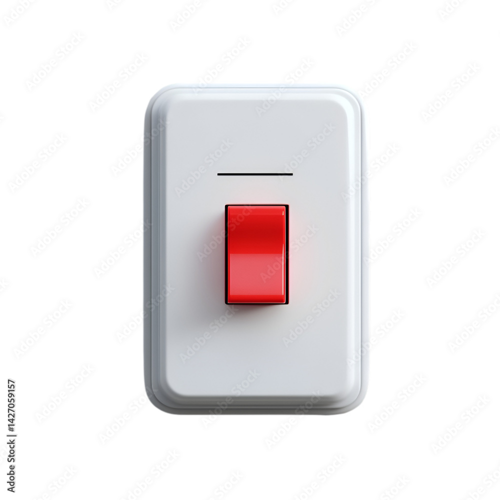 Red toggle switch on white plate power control on off Red toggle switch on white plate power control on off