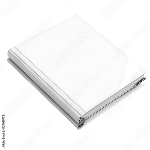 Blank White Binder with Silver Rings for Document Organization and Storage