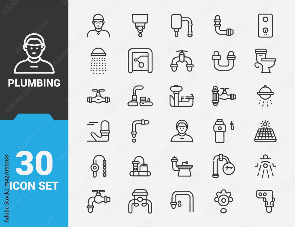 Vector Illustration of Plumbing and Heating Line Icons Set Featuring Pipes, Boilers, and Tools in Modern Thin Line Style for House Engineering and Maintenance Vector Illustration of Plumbing and Heating Line Icons Set Featuring Pipes, Boilers, and Tools in Modern Thin Line Style for House Engineering and Maintenance