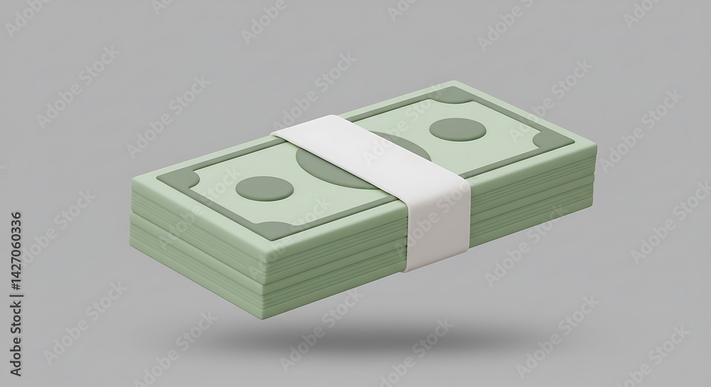 Fototapeta premium Stack of Cash: A 3D Render of Money