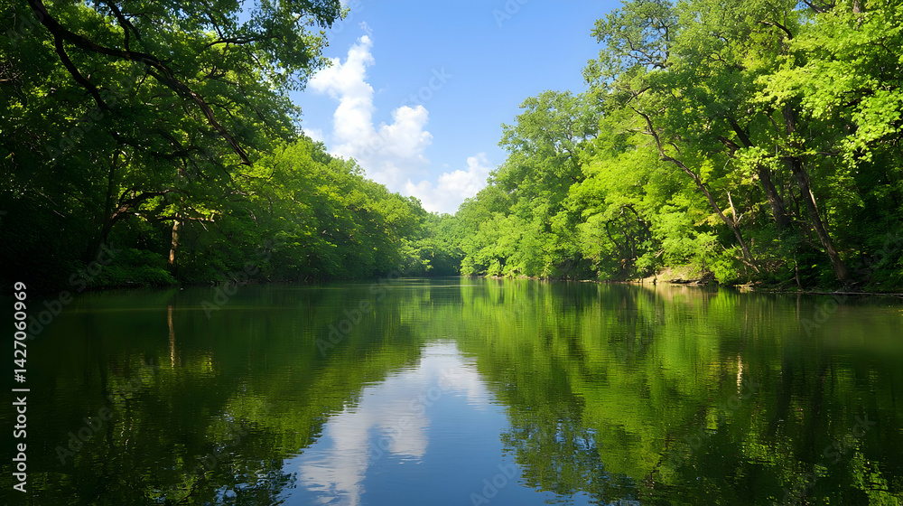 Tranquil Forest River Scene Tranquil Forest River Scene