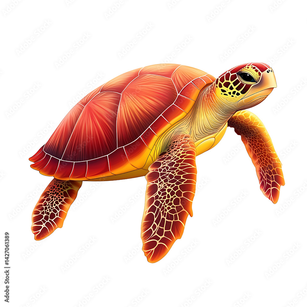 Obraz premium Colorful Sea Turtle Swimming Underwater in Vibrant Coral Reef Environment