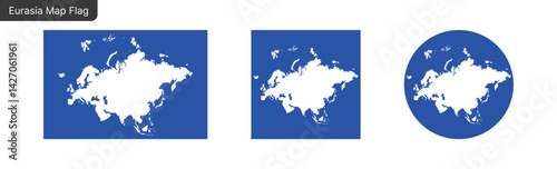 Eurasia Map flag PNG vector. Eurasia Map Square and round icon isolated on transparent PNG background. Eurasia Map flag icon