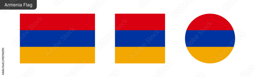 Fototapeta premium Armenia flag PNG vector. Armenia Square and round icon isolated on transparent PNG background. Armenia flag icon