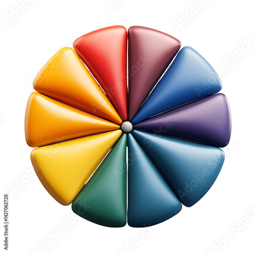 Colorful Circular Palette with Sections Highlighting Vibrant Tones and Textures