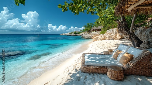 Lounge paradise tropical beach high resolution hd photo