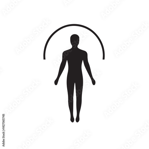 Human silhouette with semicircle halo vector illustration