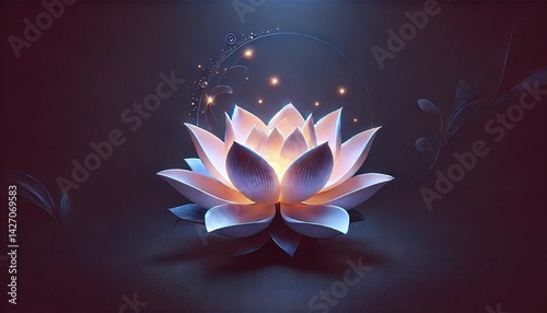 Lotus Flower with Soft Glow on Dark Background
