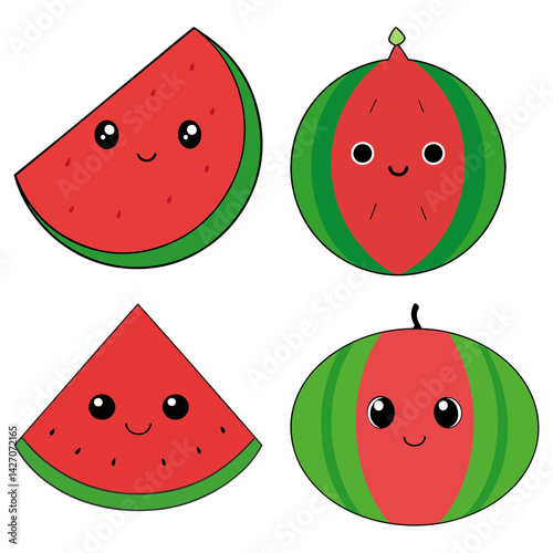 Cute seedless watermelon cartoon vector