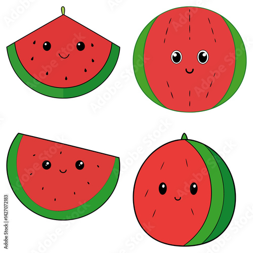 Cute seedless watermelon cartoon vector