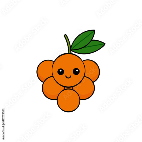Cute sea buckthorn cartoon vector