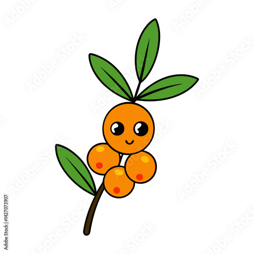 Cute sea buckthorn cartoon vector