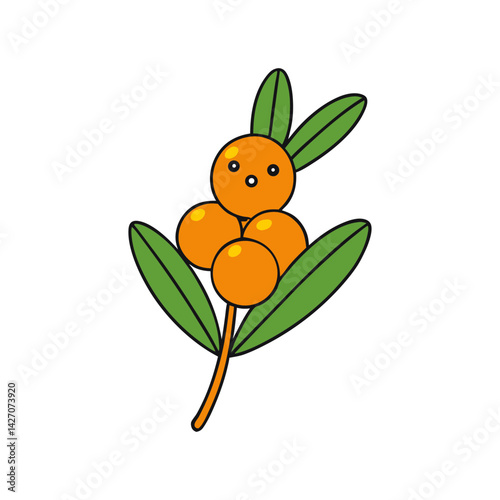 Cute sea buckthorn cartoon vector