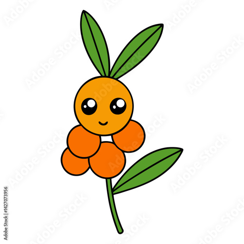 Cute sea buckthorn cartoon vector
