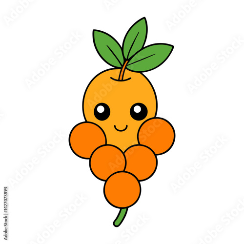 Cute sea buckthorn cartoon vector