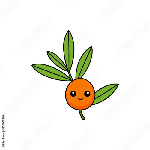 Cute sea buckthorn cartoon vector