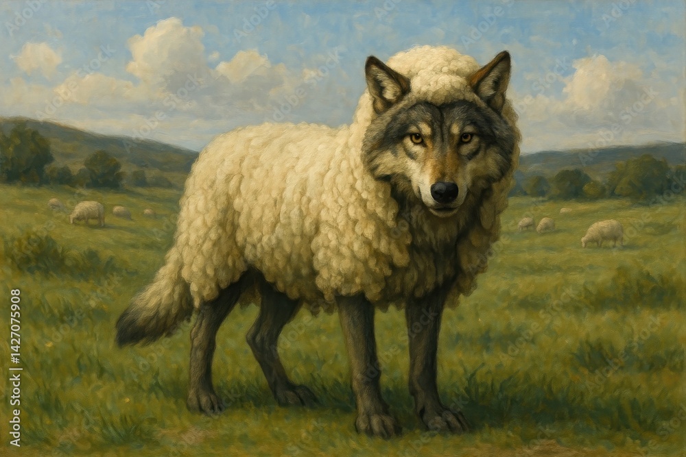 Fototapeta premium Wolf disguised as sheep