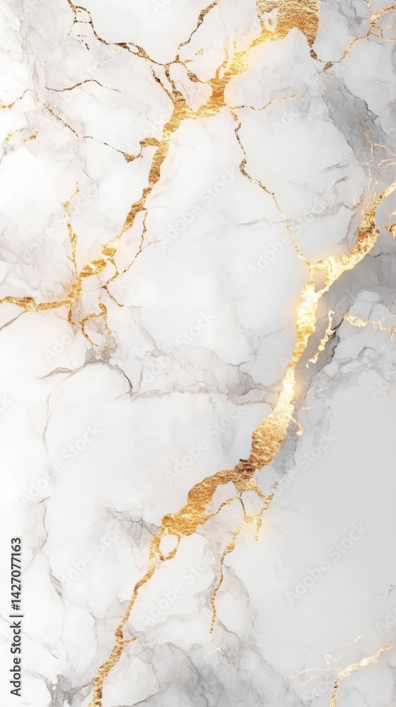 Fototapeta premium White Marble with Gold Veins and Gray Highlights